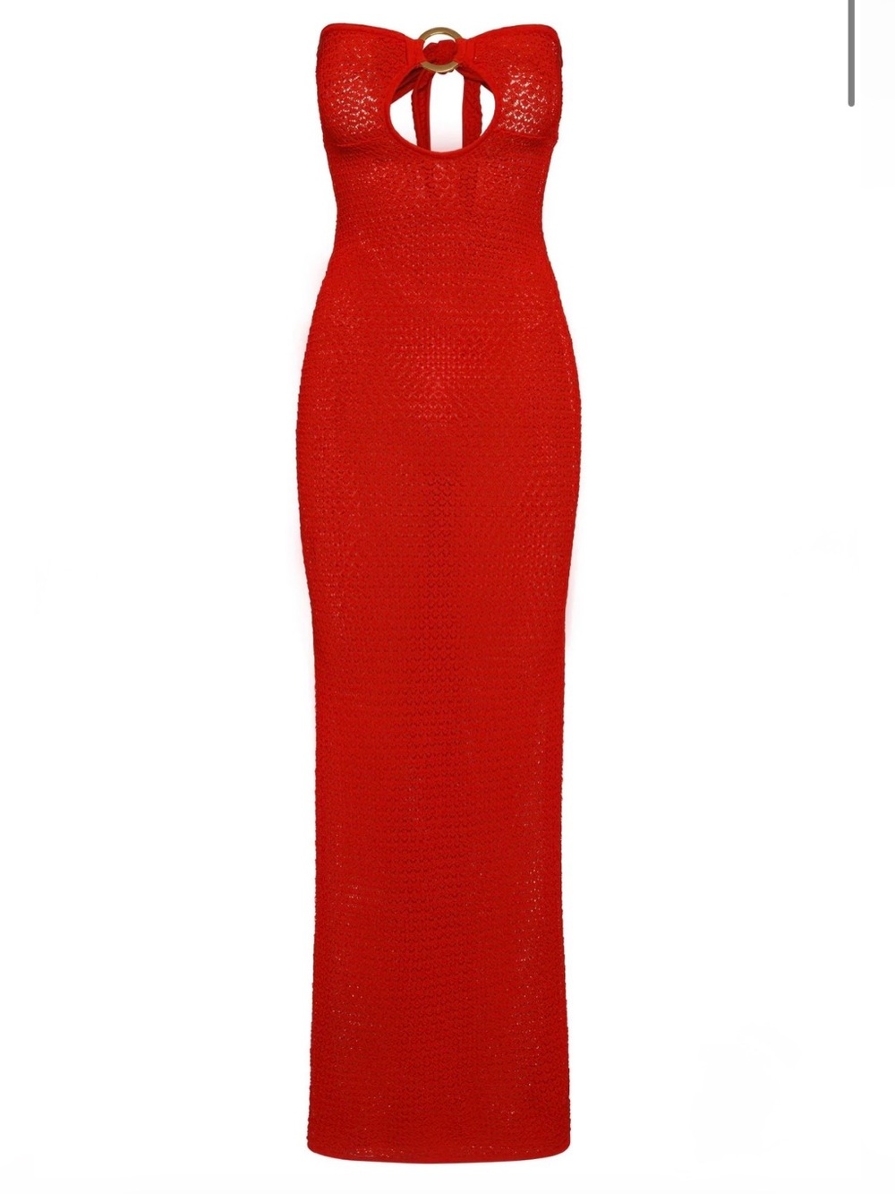 Monday Swimwear MONTEGO BANDEAU DRESS - CHILI PEPPER LACE CROCHET
